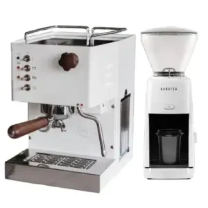 Quick Mill Pippa White Baratza ESP Encore Coffee Machine Grinder Bundle Espresso Elements